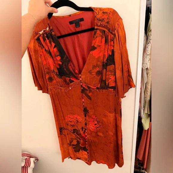 AllSaints Tian V-Neck Mini Dress - Picture 3 of 5